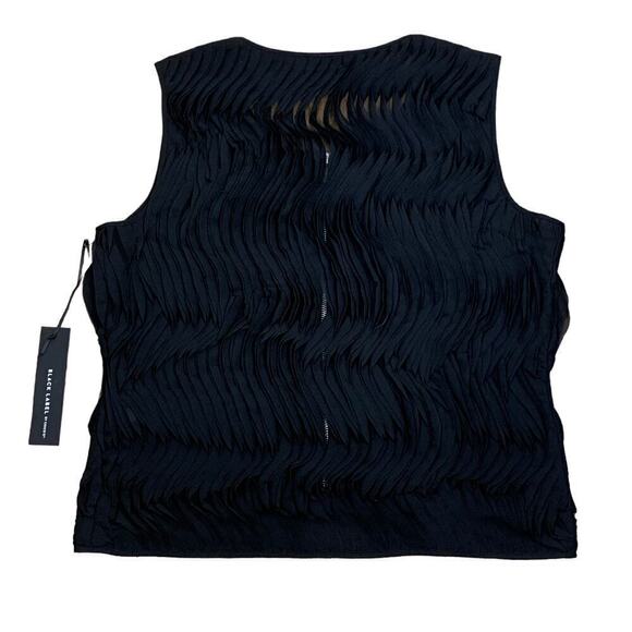 Chicos Black Textured Ruffled Zip-Front Textured Vest Size M 8 - Picture 4 of 10